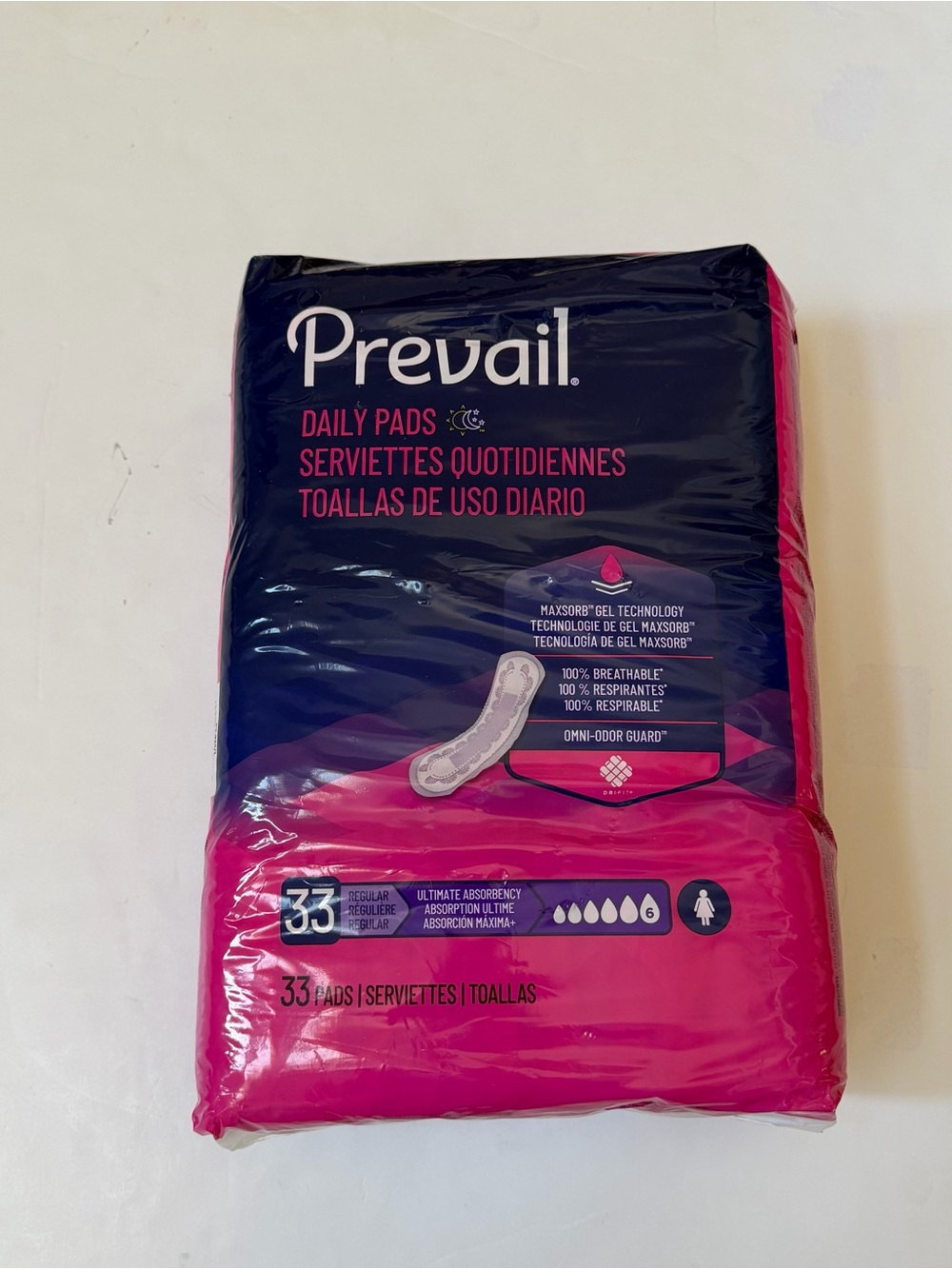 33 Pads Prevail Overnight Blader Control Pads - Pack of 1